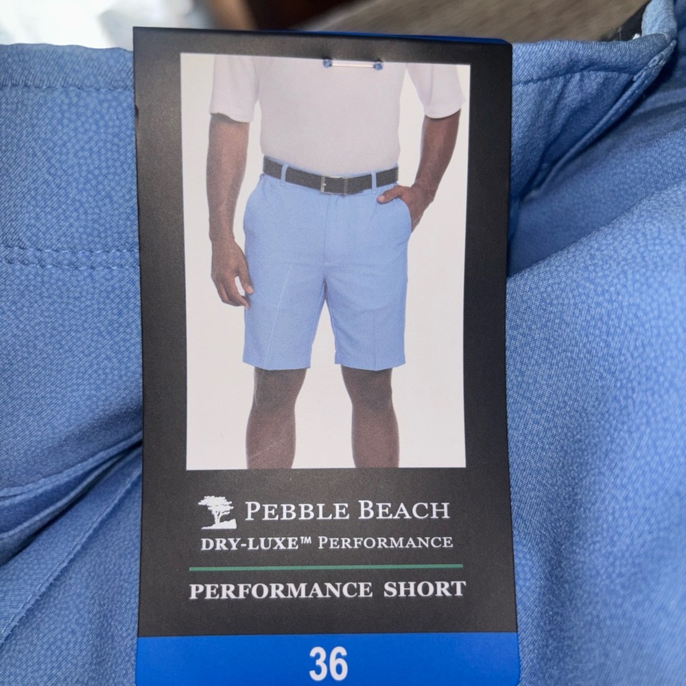 Pebble Beach Mens Light Blue SZ 36 Dry-Luxe Performance Shorts